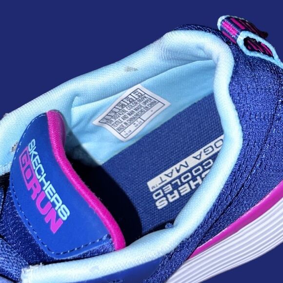 Junior Skechers Go Run 400 V2 Blue/Pink Sneakers Size 4 - Picture 3 of 7